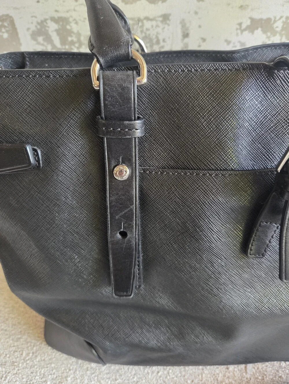 TUMI Villa Saffiano Coated Canvas Laptop Tote Bag Crossbody Strap & Sleeve